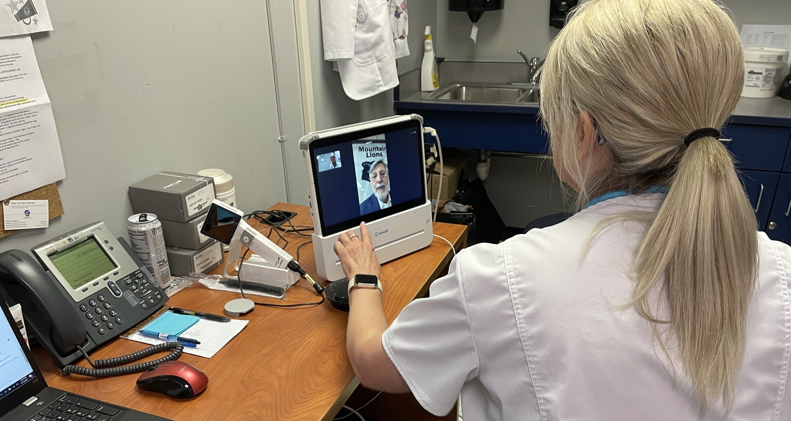 School Nurse setting up Televisit